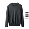 Men Autumn V-Neck Sweater Warm Merino Wool Knit Solid Pullover Sweater
