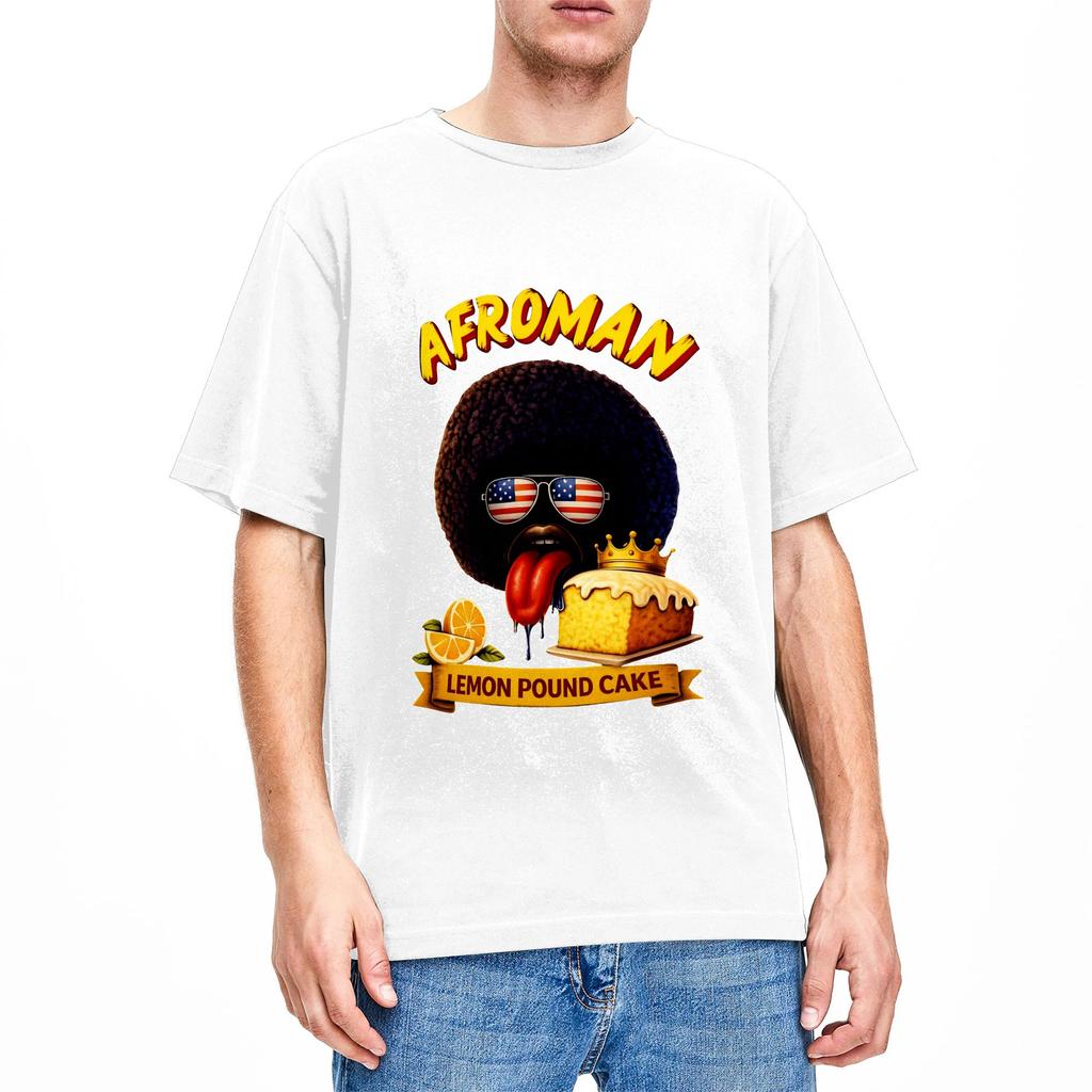 Lemon Pound Cake Afroman Cotton TShirt For Mens Beach Vintage T Shirts Crewneck Novelty Tee Shirt Oversized Hot Sale Tops