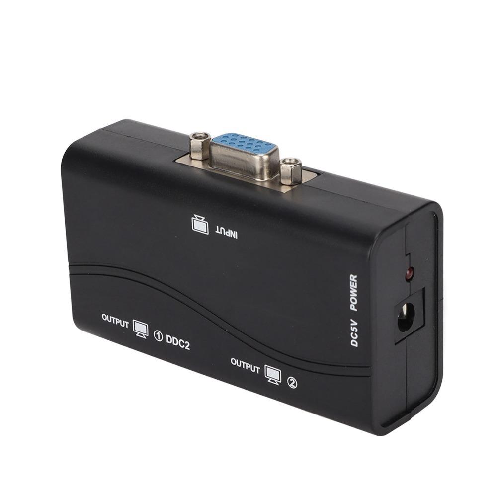 1 in 2 Out VGA Splitter 250MHz Video Distribution Duplicator VGA Splitter Amplifier Laptop