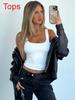 Y2k Sexy Crop Top With High Elastic Polyester For Streetwear Girls