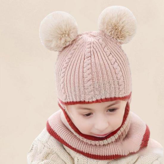 Детская шапка осень-зима, вязаная, толстая, теплая, мягкая, с меховым шариком, декоративная, высокая эластичность, полная защита, устойчивая к холоду, унисекс, зимняя шапка, головной убор