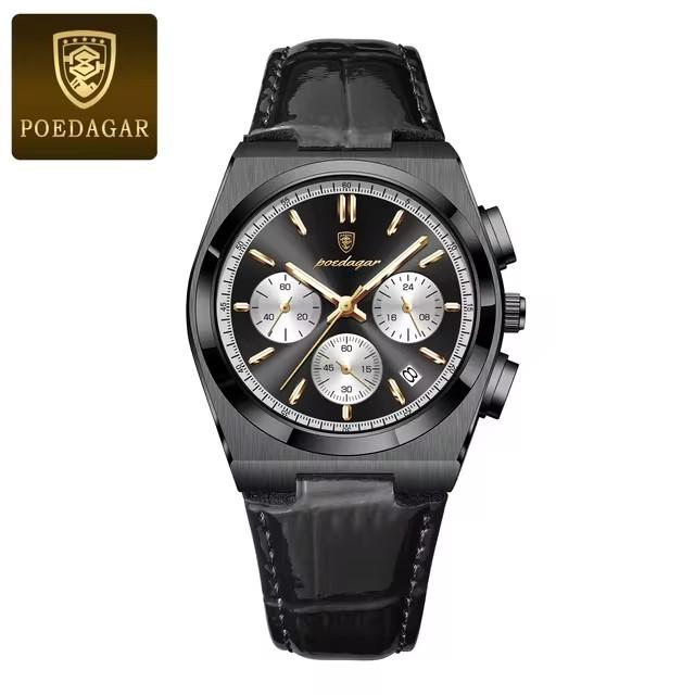 POEDAGAR 970 Часы с индивидуальным логотипом Кожаный Спортивный Мужские Наручные Часы Водонепроницаемый Браслет Кварцевые Мужские Часы Reloj Relojes Hombre