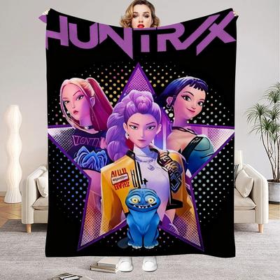 К поп Демон Одеяла Качество Мягкое Теплое Охотники Huntrix Плед Зима Дети Диван Кровать Пушистое Покрывало