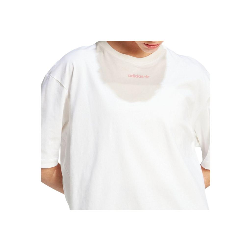 Adidas Футболка Originals Graphic Tee с принтом логотипа, круглым вырезом, свободная, с коротким рукавом, женские топы, белые IT8155