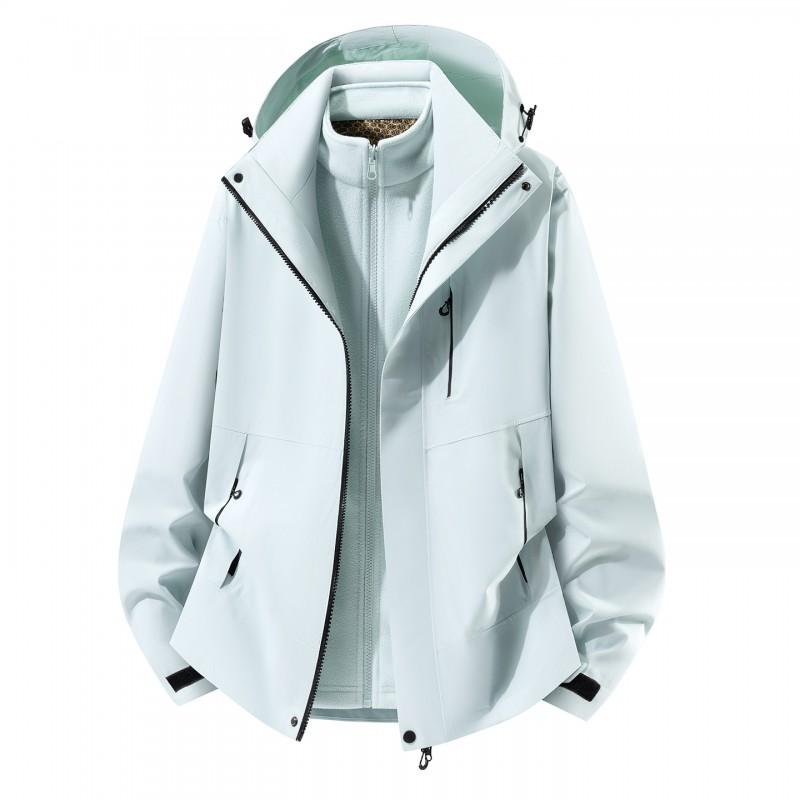Men Women 3-in-1 Waterproof Windproof Hiking Jacket With Removable Fleece Liner Full Seam Tape Sealed Outdoor Raincoat