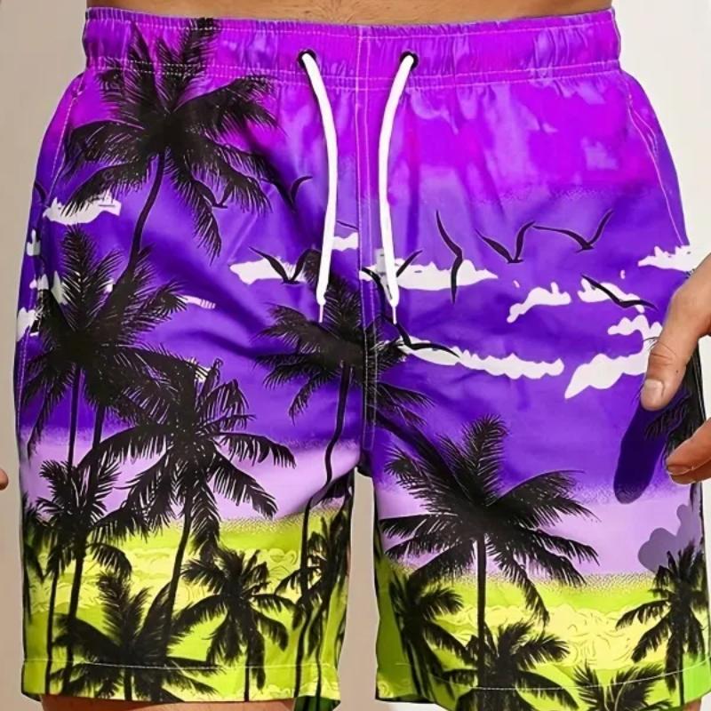 Мужские свободные пляжные шорты на шнурке, быстросохнущие шорты из кокосовой пальмы для лета, женские и мужские повседневные спортивные шорты с 3D-принтом