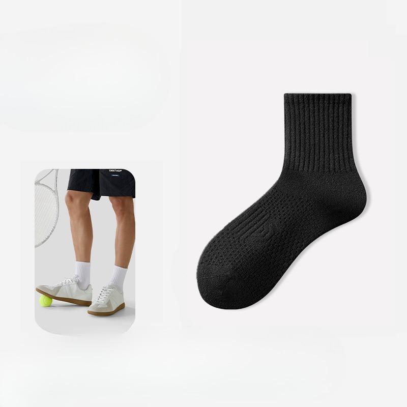 Men's Autumn Thick Cotton Sports Running Antibacterial Deodorant Honeycomb Breathable Tube Socks