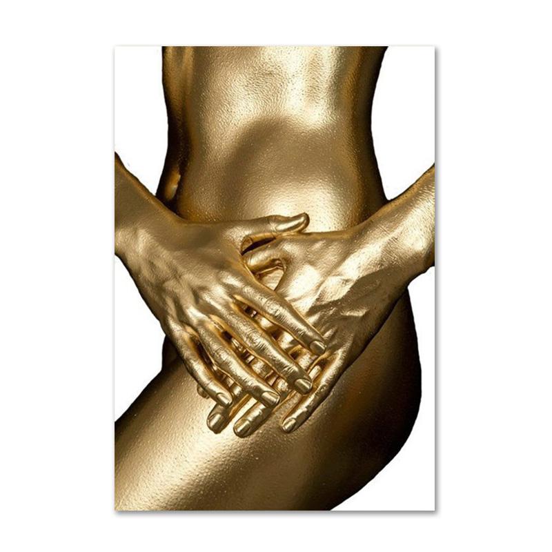 Черно-золотой африканский художественный постер с принтом, женская картина на холсте, настенная живопись Cuadros, скандинавское украшение, домашняя картина для гостиной