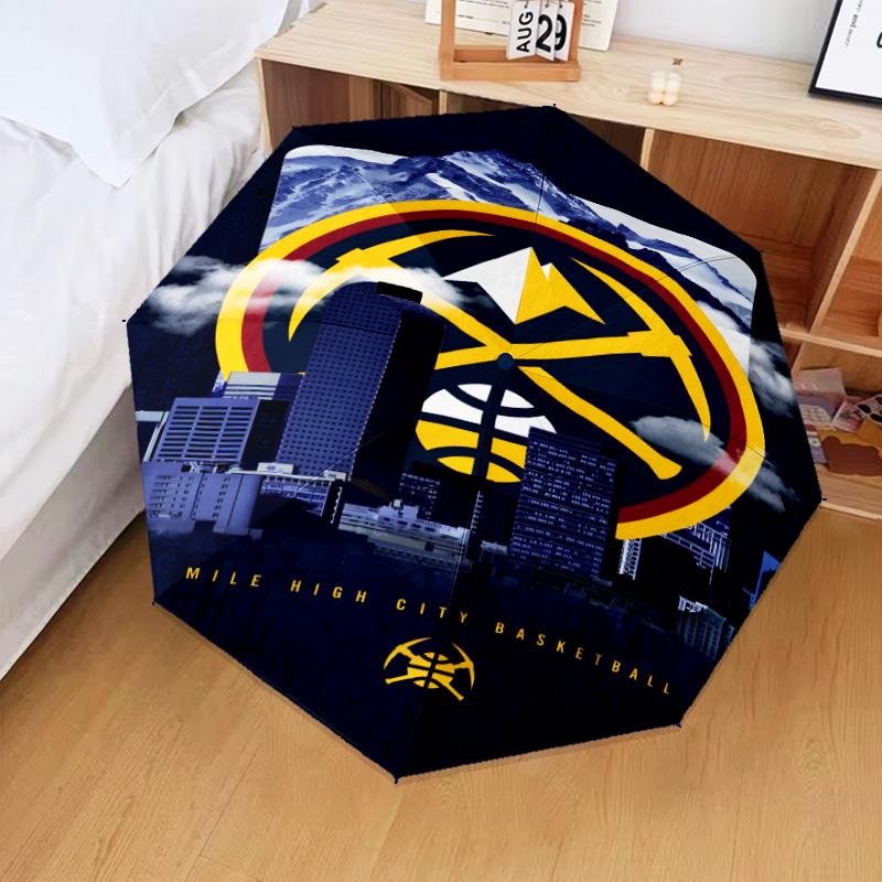 Nuggets Logo Art Umbrella Folding umbrella, automatic umbrella 8-Frame for Travel, camping Use Gift for Halloween Christmas
