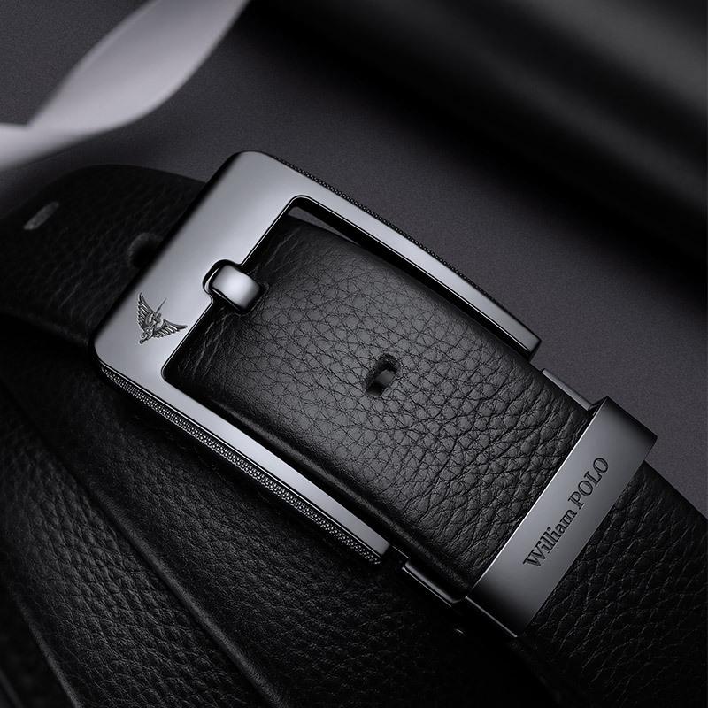 King Paul Genuine Leather Men's Pin Buckle Belt - Premium Cowhide for Business