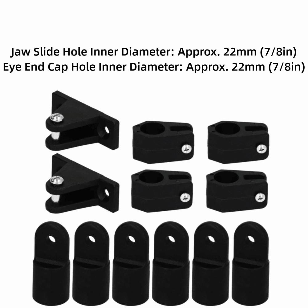 12pcs/set 7/8'' Jaw Slide Black Eye End Cap Fitting Hardware Deck Hinge Bimini Top Installation