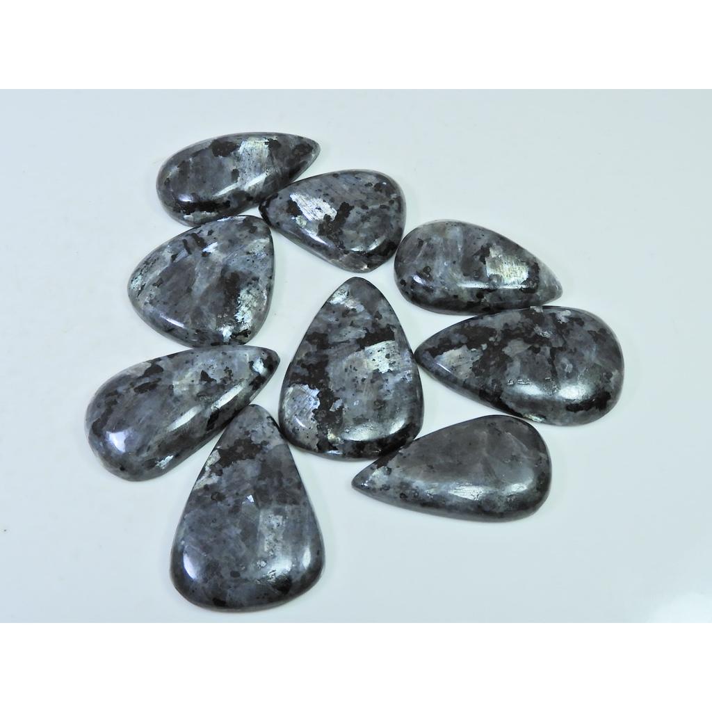 375Cts. Natural Larvikite Pear Shape Cabochon Loose Gemstone 9Pcs Lot C-1940