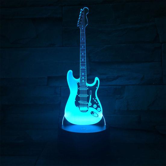 Форма гитары 3D акриловый электрический светодиодный ночник 7 смена цвета Настольная лампа