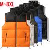 Men's Vest Jacket Autumn Winter Parkas Oversize Stand Collar Zipper Pockets Orange Windbreaker Waistcoat Plus Size Same