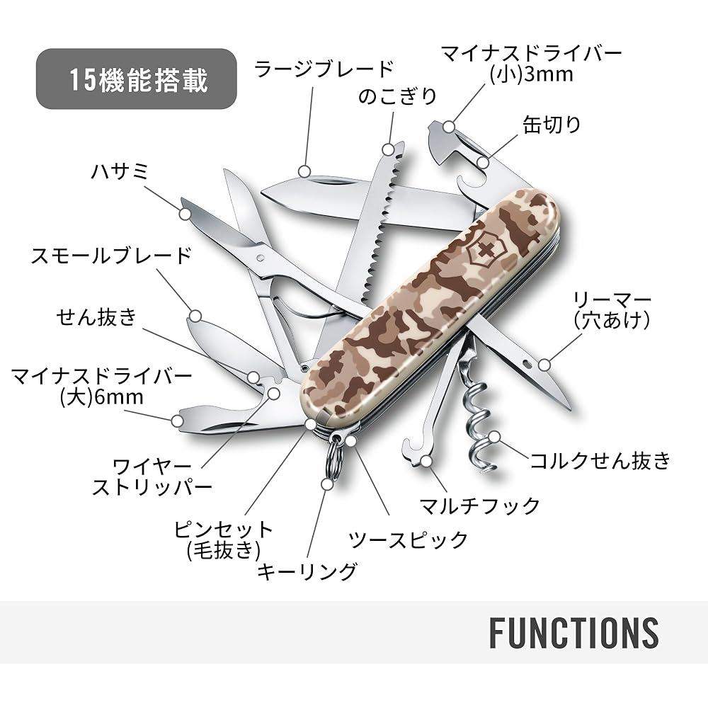 Victorinox Huntsman Desert Camouflage Швейцарский армейский нож Мультитул с ножницами и пилой 15 функций Компактный размер
