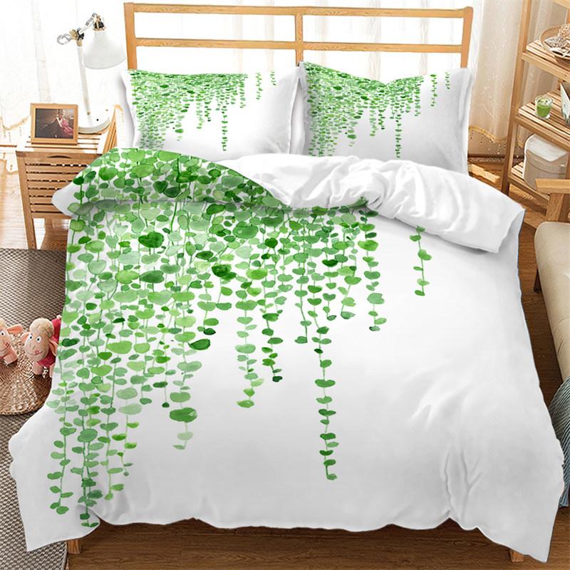 Набор пододеяльников «Одуванчик» Весенне-зеленая ветвь Садовые листья Постельное белье Микрофибра Ботанический Пододеяльник Кинг Декор спальни