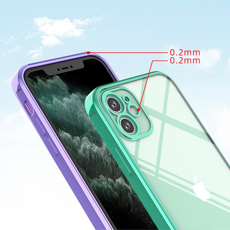 Роскошный прозрачный чехол с покрытием для iPhone 11 12 13 14 Pro Max с квадратной рамкой, силиконовый чехол X XR XS Max 8 7 Plus, прозрачная задняя крышка