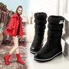 Plus Size Winter Mid-calf Snow Boots Women Warm Plush Blue Red Outdoor Lady Waterproof Wedge Platform Elastic Slip-on Half Boots