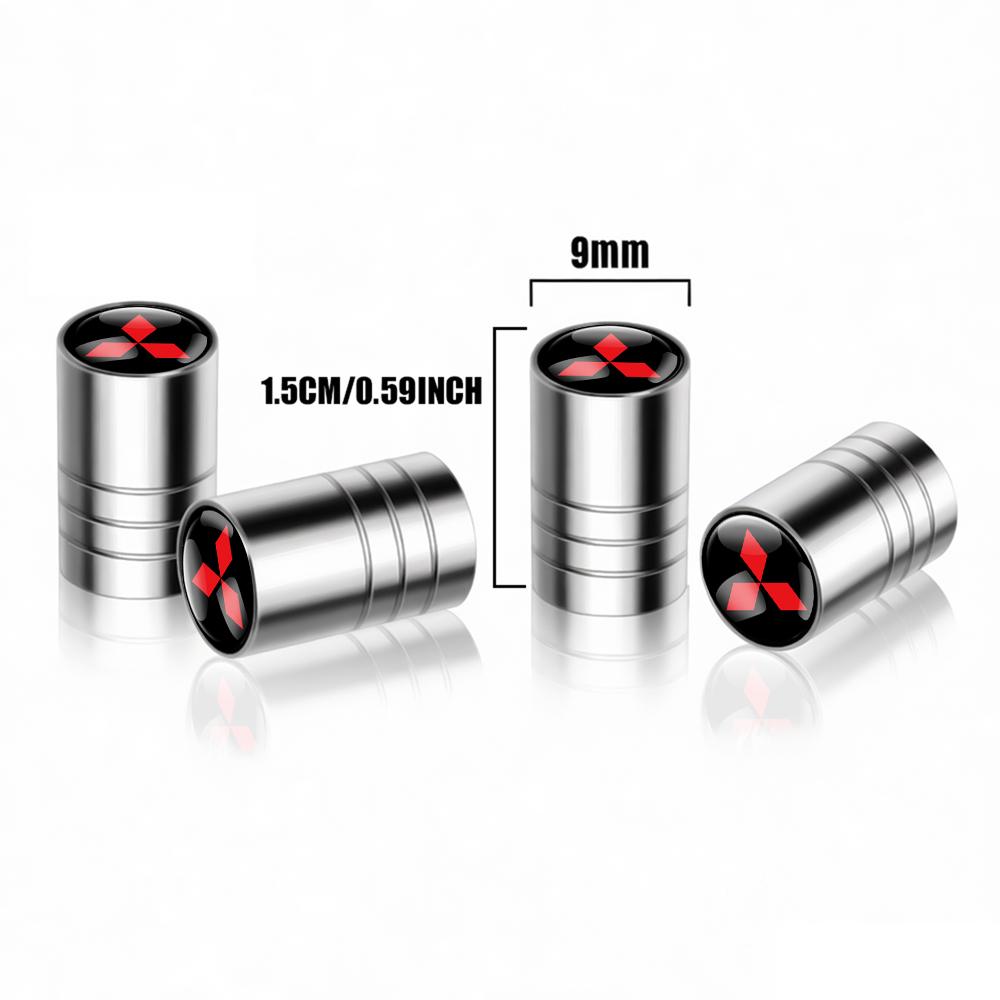 4Pcs 3D Metal Car Wheel Tire Valve Stem Cap Accessories For Mitsubishi 9 Ralliart EX ASX L200 Colt Outlander Pajero Lancer Cross