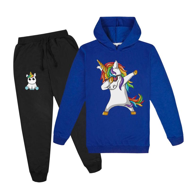 Kids Boys Girls Cute DAB Unicorn Hoodies Pants Suit Cartoon Children's Clothing Sweatshirts Casual Fashion Pullover