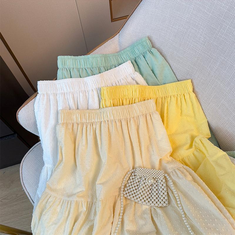 DIMANAF 2025 Летние новые женские юбки с эластичной талией, однотонные элегантные юбки желто-зеленого цвета