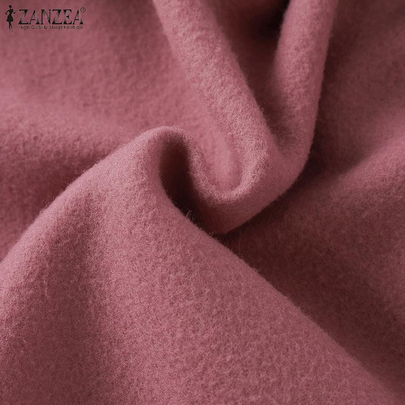 ZANZEA Женские осенние свитера-пуловеры с круглым вырезом и длинным рукавом-фонариком