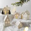 LED Light Up Porcelain Village House White Tabletop Ornaments New House Figurines Winter Decor
