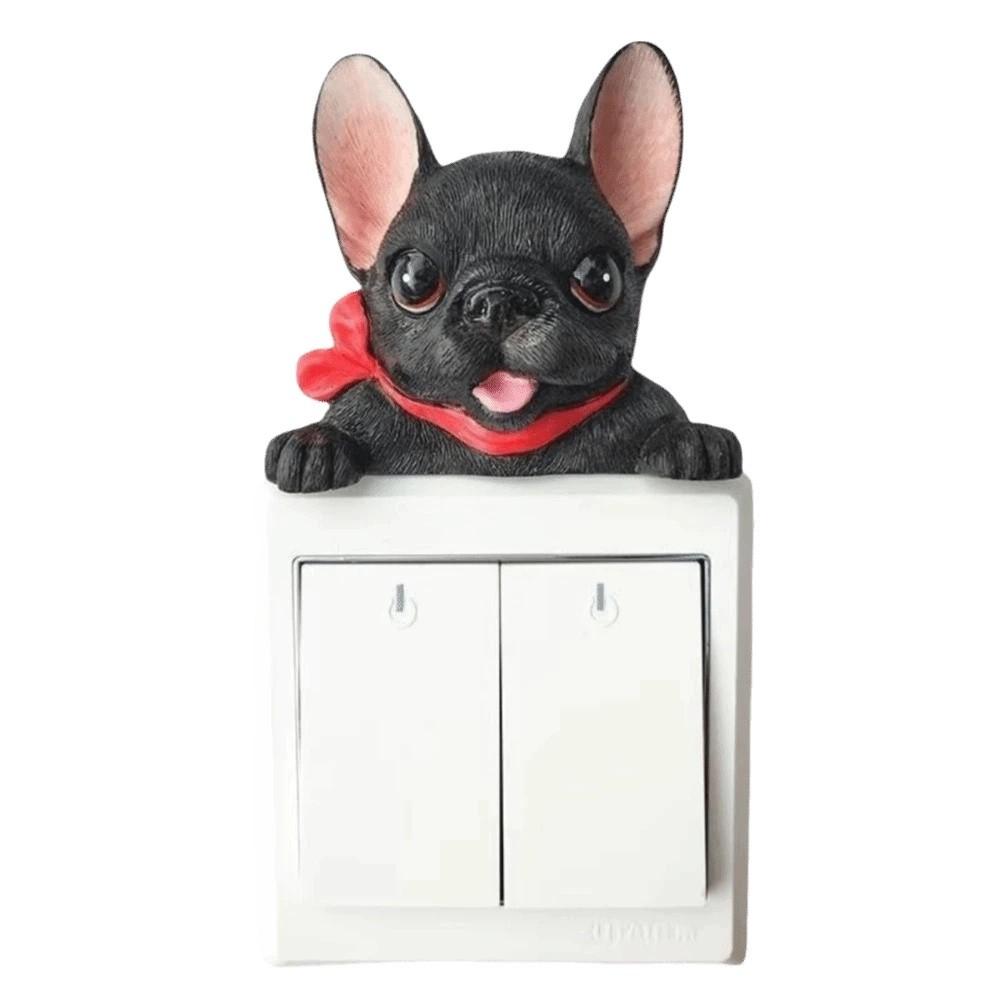 Resin Animal Wall Switch Stickers Self-Adhesive Socket Sticker 3D Dog Wall Decals Kids Room