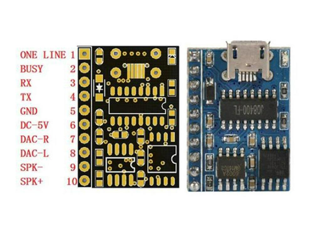 JQ8400-FL USB голосовой модуль: Музыкальная микросхема с последовательным управлением голосовой суфлер