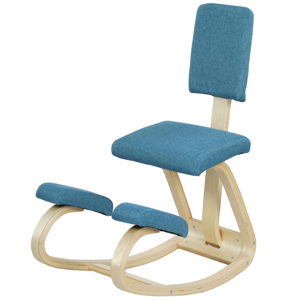 Ergonomic Kneeling Chair with Backrest, Rocking, 51 x 84 x 93 cm, Dark Blue