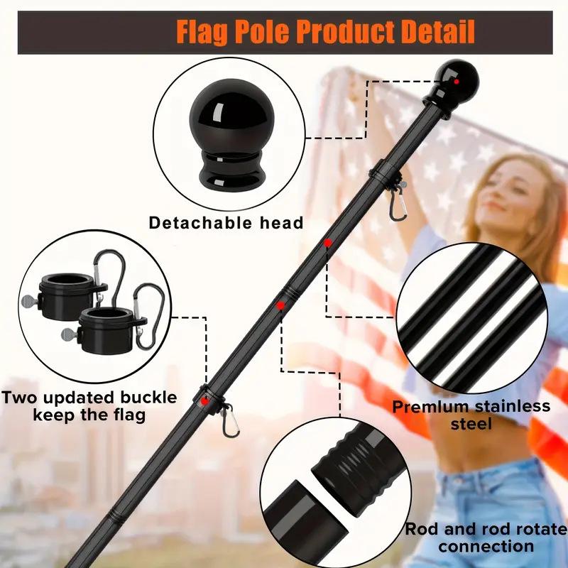 Вращающийся флагшток из нержавеющей стали 1,8 м, 5 секций, защита от запутывания, настенный, для наружного использования