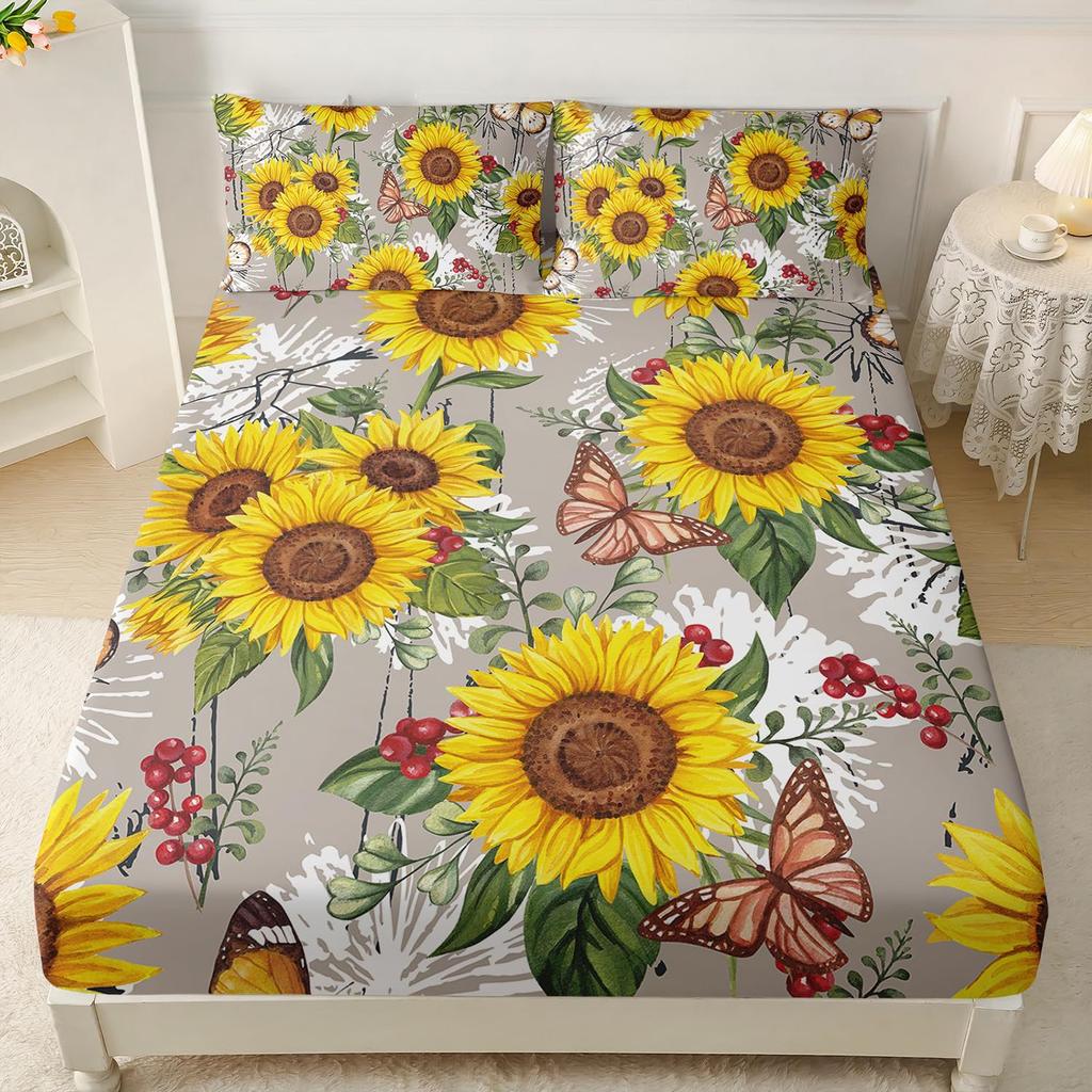 Подсолнух Исцеляющий Узор Простынь Трехпредметная Цифровая Печать Простынь Трехпредметная Простынь Детская Взрослая
