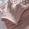 Loose Knitted Sweater Coat Women Solid Color V Neck Lantern Long Sleeve Cardigan Single Breasted