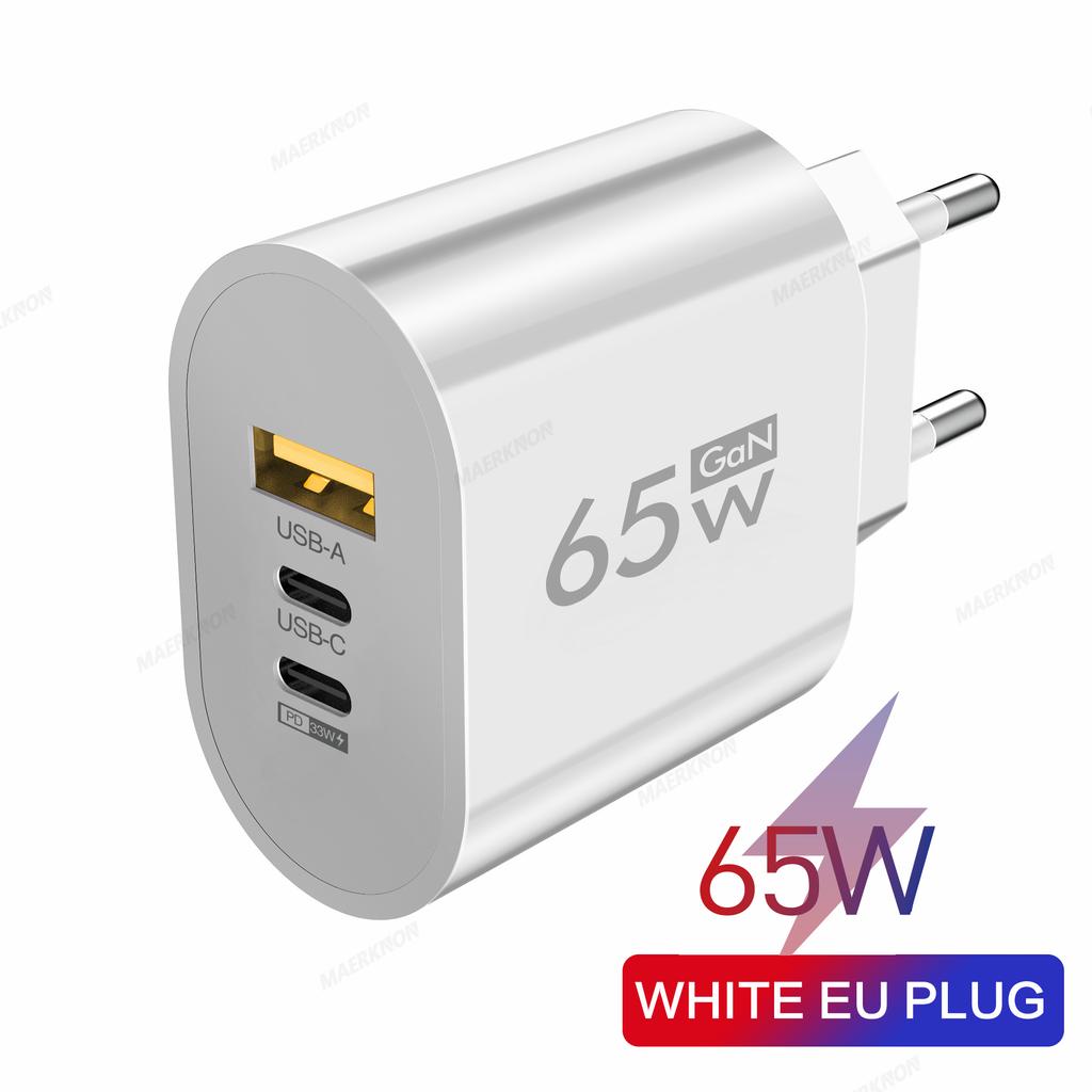 GaN USB Type C Charger 65W PD Fast Charge Adapter Mobile Phone Quick Charger For iPhone Samsung Xiaomi Wall Charger Plug