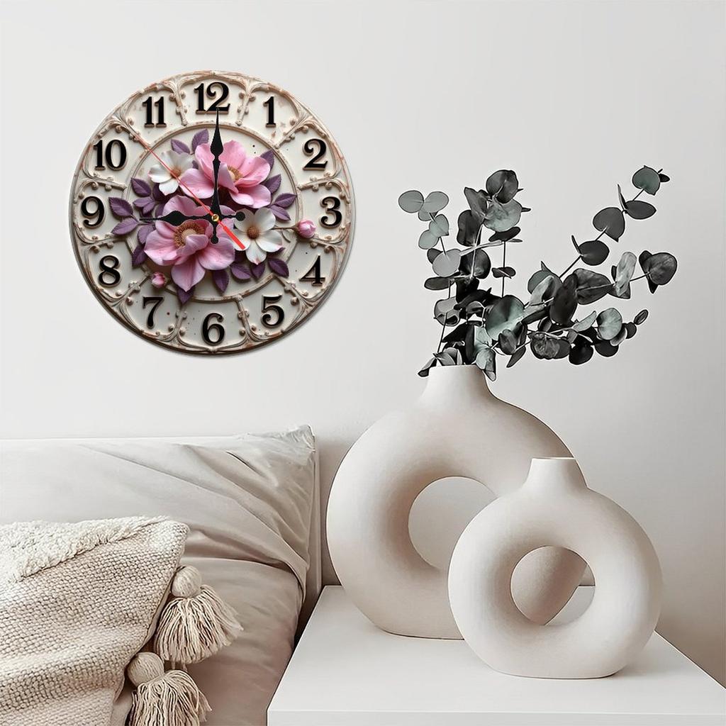 25x25cm Wood Wall Clock with a Built-In Humidity Tray for Plants