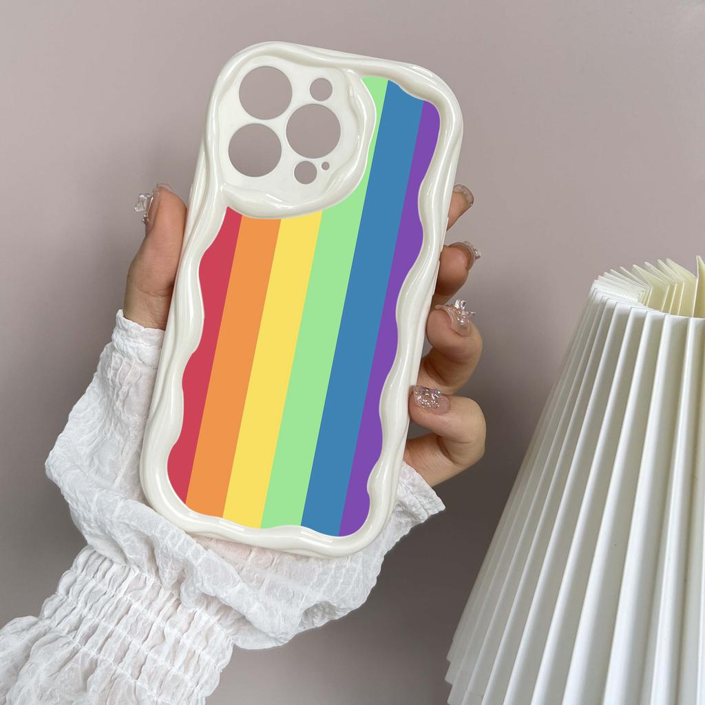 Ae93 Радужный художественный дизайн защитные чехлы для телефонов Apple iPhone 16 15 14 13 Pro Max 11 12 mini XR 7 8 6s Plus XS Max SE Wave TPU задняя крышка
