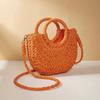 Mini Semi-circle Rattan Straw Crossbody Bag for Women Summer Retro Handwoven Travel Beach Tote Bag