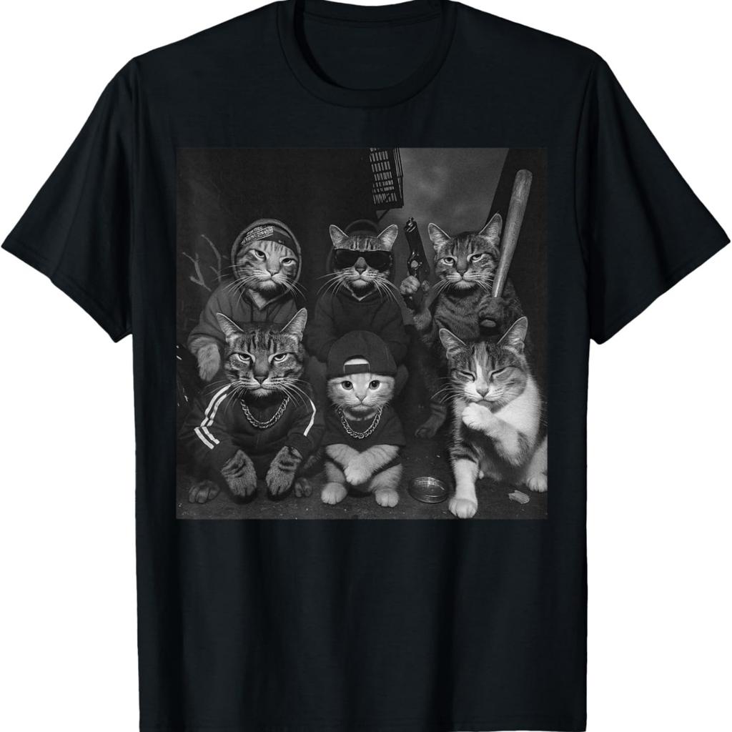 Gangster Cats Vintage Funny Kitty Gang Meme T-Shirt