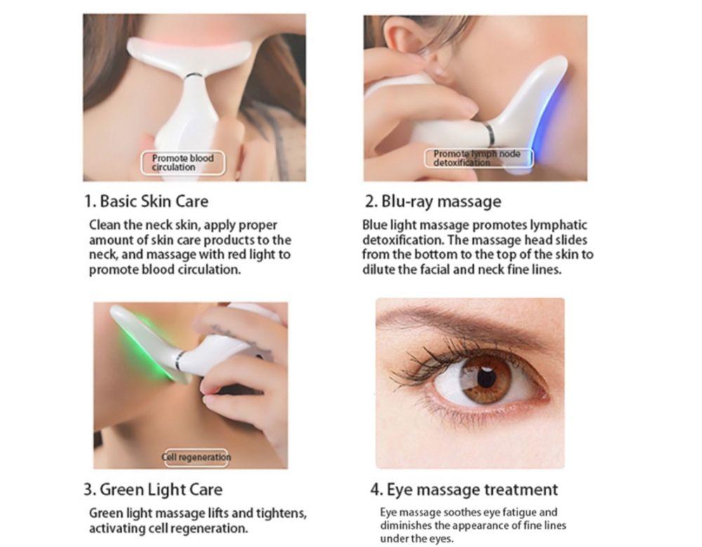 EMS LED Photon Уход за кожей Красота Инструмент для шеи Микротоковая подтяжка шеи Подтяжка лица Уменьшение двойного подбородка Для похудения лица Звуковой вибрационный массажер