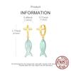 925 Sterling Silver Cross Fish Earrings Natural Blue Shell Fish Charm Dangle Hoop Earrings Beach Jewelry Gift for Women