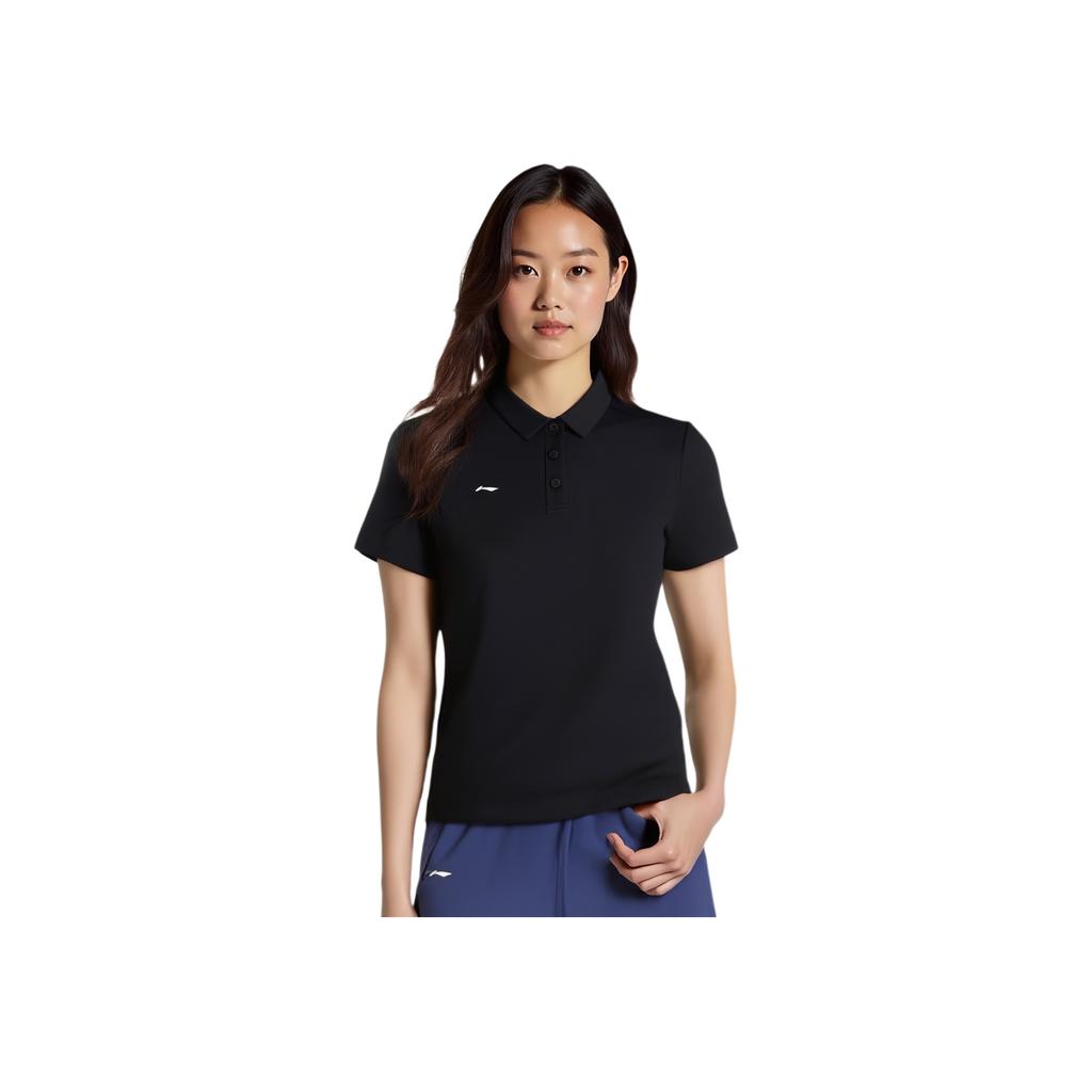 Li Ning Серия спортивного образа жизни Повседневный пуловер Простая однотонная Удобная универсальная футболка-поло с коротким рукавом Женская футболка-поло APLV496-4