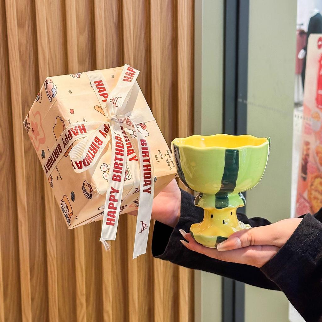 Cute watermelon goblet ice cream dessert cup high-value ceramic mug birthday gift souvenir for girls