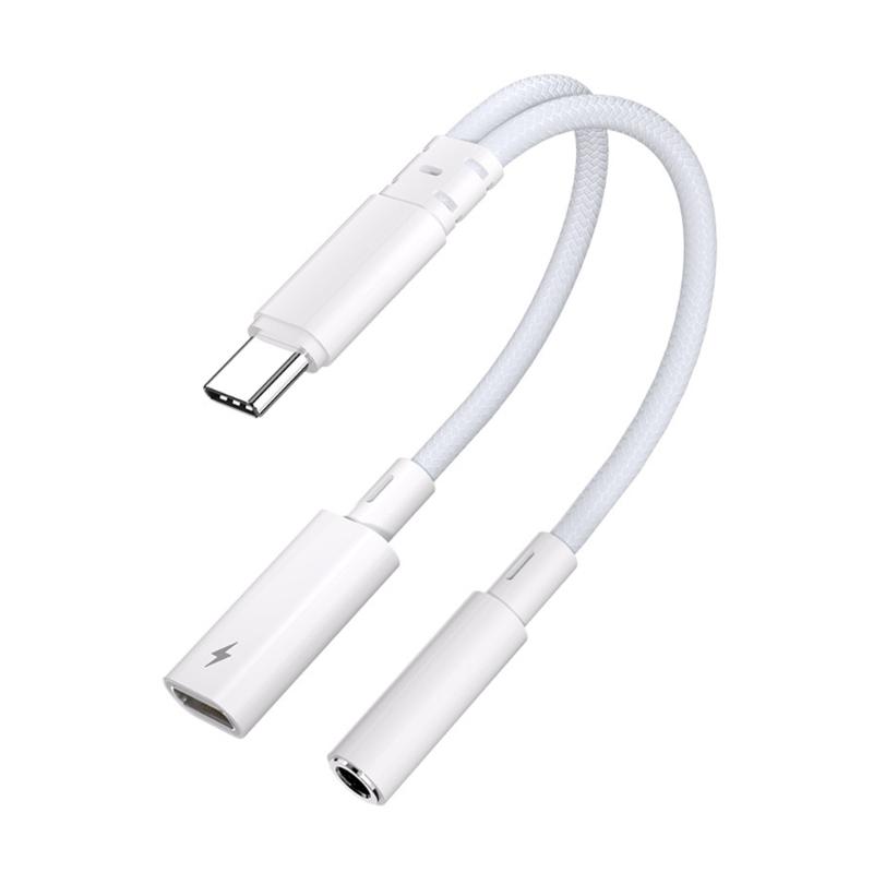 USB C на 3,5 мм Порт USB C Разветвитель Адаптер Зарядный Кабель Провод 2 в 1 Поддерживает 15 Вт Быструю Зарядку для Наушников Планшетов