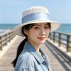 French Celebrity Style Bowler Hat New Summer Elegant Pearl Straw Seaside Sun Hat Vacation Straw Hat