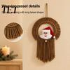 Santa Themed Woven Tapestry Hand?Woven Claus Wall Hanging, Christmas Decor with Lightweight Pendant Tassels, Boho Ornament for Kid Room Home Holiday
