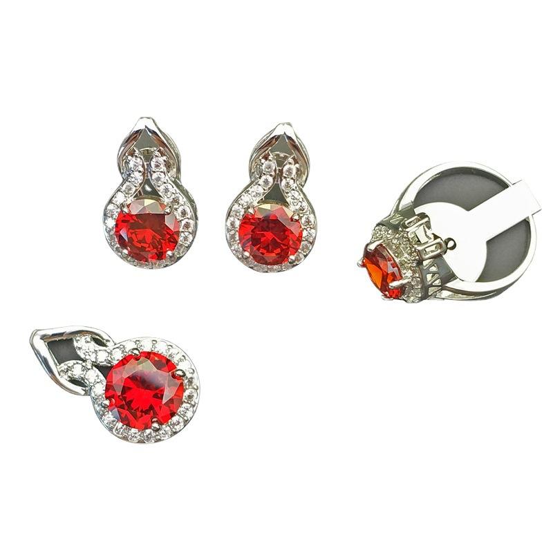 Gourd Necklace Zircon Jewelry Set Luxury Necklace Ring Three-Piece Set Of Earrings Stud Set Mixed Batch Multicolor