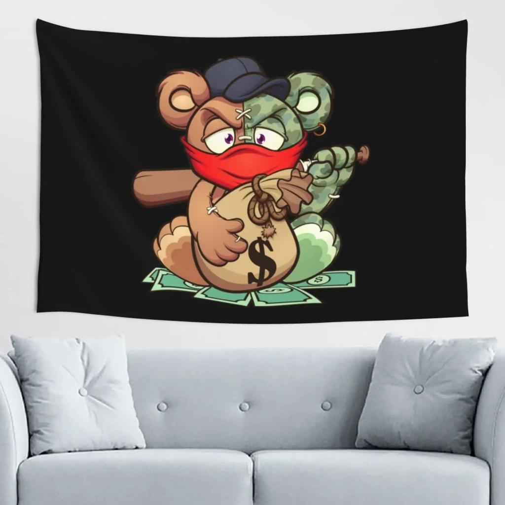 Cartoon Bear Background Cloth Office Living Room Tapestry Home Wall Decoration Tapestry