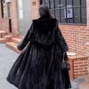 Зимняя одежда 0 Расширенное пальто из искусственного меха Женский искусственный норк с поясом и капюшоном Узкое пальто из искусственного норка