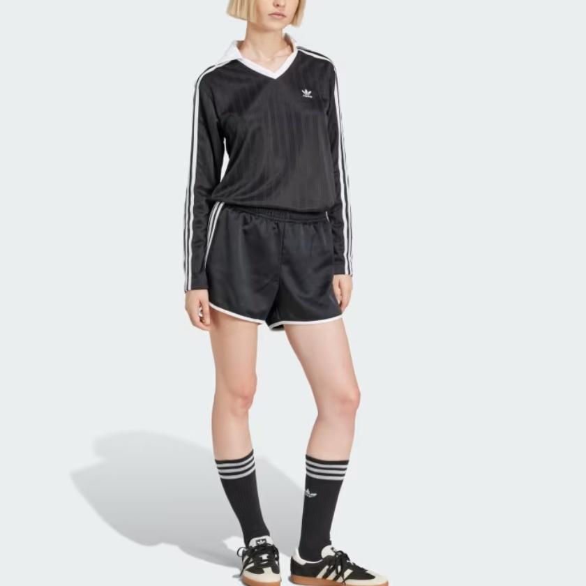 Adidas Оригинальные свободные полосатые универсальные спортивные шорты женские шорты черные JD3119