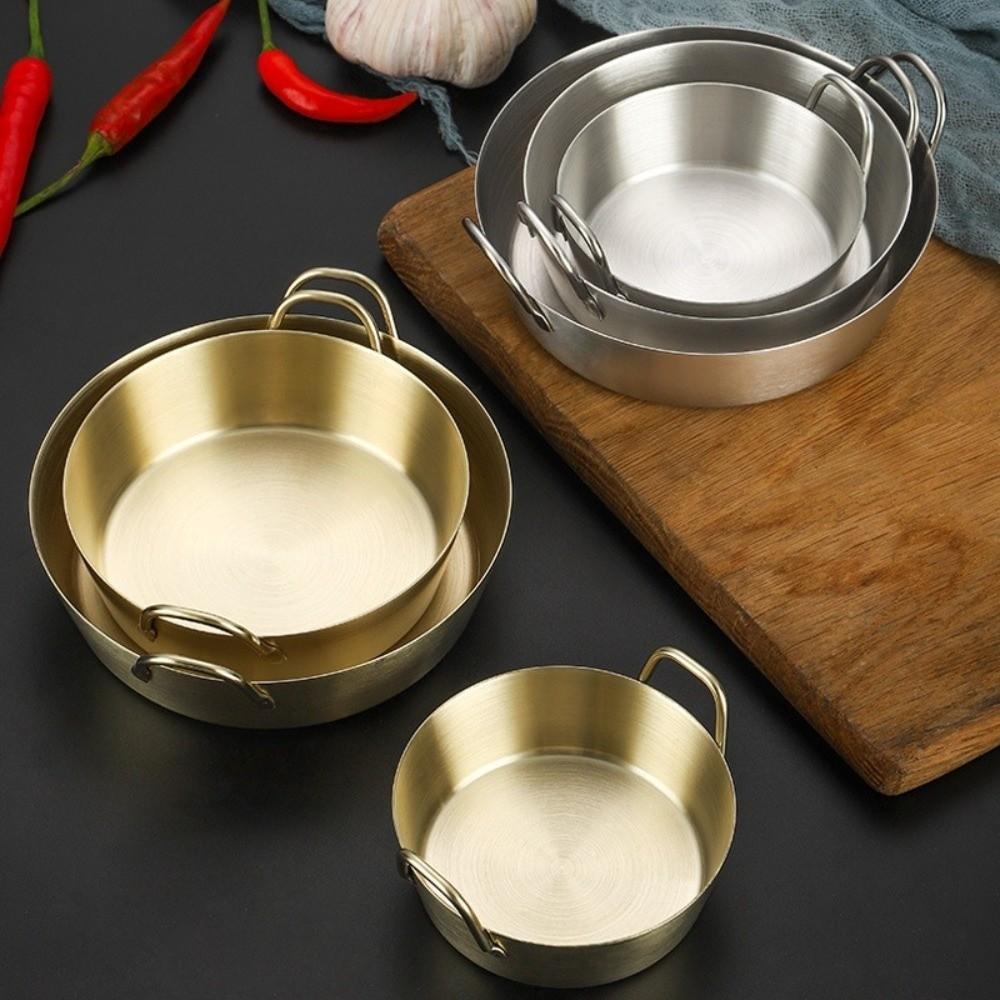 Round Two-Ear Snack Dish 304 Stainless Steel Dual Handle Bowl New Seasoning Cup Kitchen Use